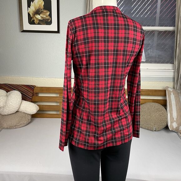 Lauren Jeans Co. Ralph Lauren Long Sleeve Blouse Women's PM Red Plaid Ruffle - Picture 15 of 16